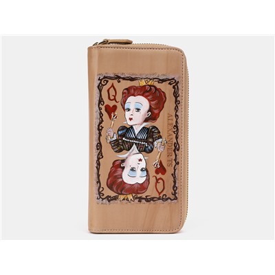 Кожаное портмоне с росписью из натуральной кожи «PR0014 Beige Червонная королева»