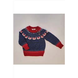 Детский свитер с воротником с рисунком для мальчика 23KKZKE9017