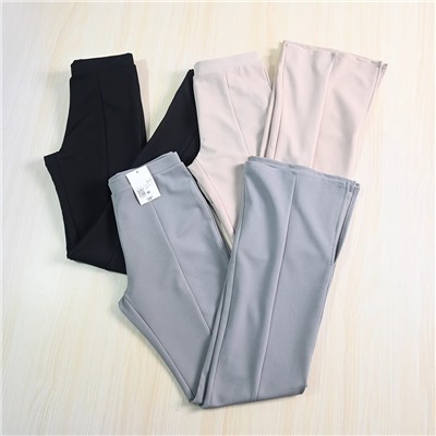 Женские однотонные высокоэластичные брюки с горизонтальной строчкой спереди и разрезами по бокам штанин. Foreve*r21