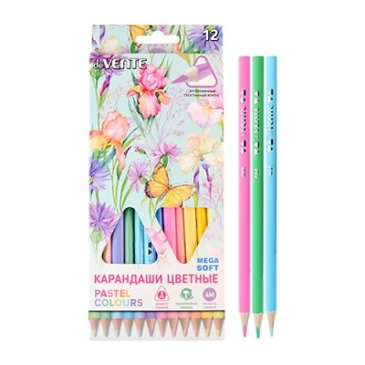 Карандаши  deVente  Trio Mega Soft Pastel 12цв трехгранные, пастельная цветовая палитра, 4М 248203