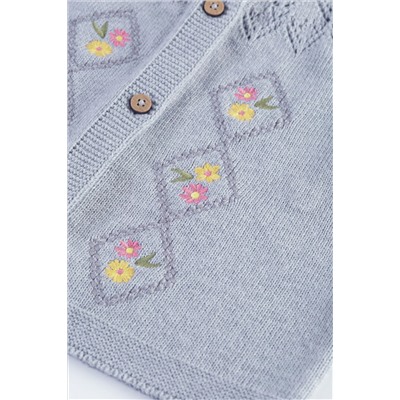 Frugi Grey Primrose Pointelle Cardigan