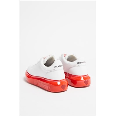 Zapatillas de piel con plataforma Blanco y rojo