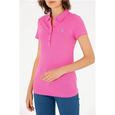 Женская розовая базовая футболка с воротником-поло Неожиданная скидка в корзине