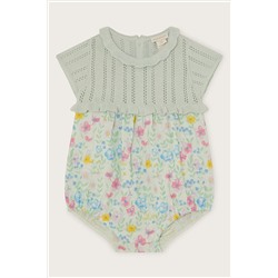 Monsoon Blue Newborn Knit Floral Bodysuit