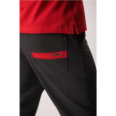Спортивные брюки М-1243: Антрацит / Красный