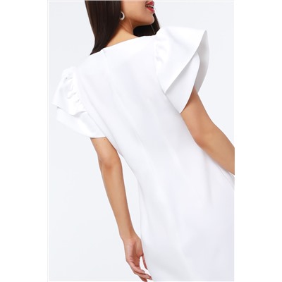 Платье короткое белого цвета с рукавами-крылышками
