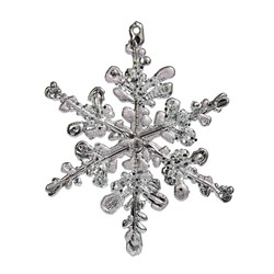 Снежинка "Королевская" двусторонняя серебряная 15х0,5х19 см