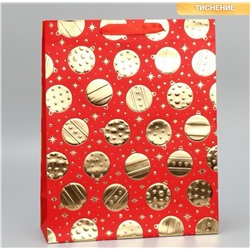 Пакет подарочный «Новогодние шарики» 32 × 26 × 10 см