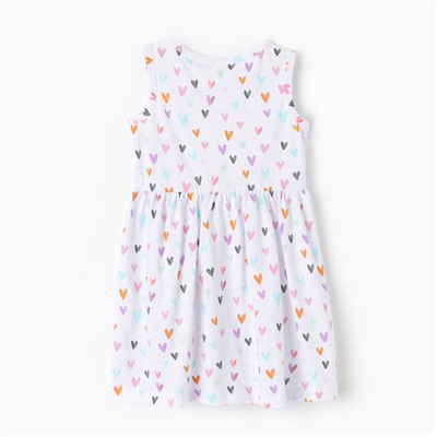Платье для девочки "Сердечки", цвет белый, рост 98-104 см