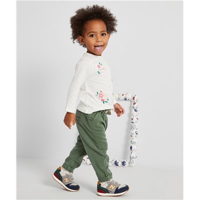 PANTALON BÉBÉ FILLE EN DENIM KAKI ET VISCOSE RESPONSABLE