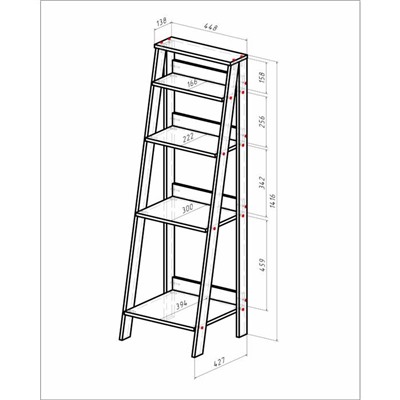 Этажерка Лофт, 1416х450х410,  Белый