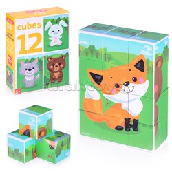 Кубики "Лесные животные" (без обклейки) 12 шт BABY TOYS