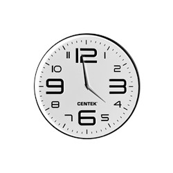 Часы настенные Centek СТ-7101 <White> 30 см диам., круг, ОБЪЁМНЫЕ ЦИФРЫ, плавный ход