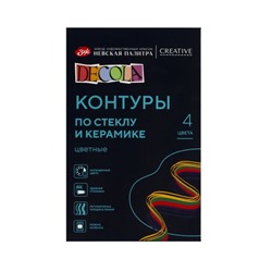 Декола Набор акрил контуров стекло/керамика цветные картон  4 шт х18мл