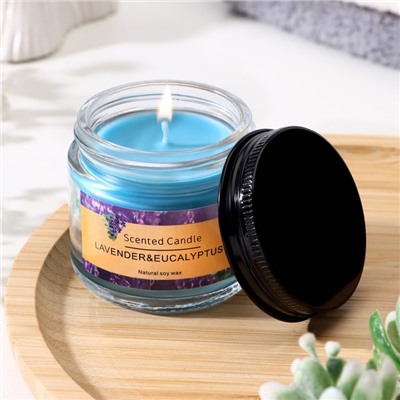 Свеча ароматическая "Scented Candle, Lavender&eucalyptus", Лаванда и эвкалипт, 5*5см, 140 гр   94933