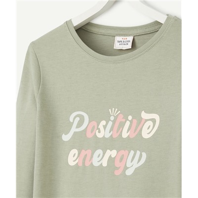 LE T-SHIRT VERT EN COTON BIOLOGIQUE AVEC MESSAGE POSITIF