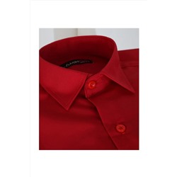 Классическая красная рубашка с прямым воротником для мальчика FL-Красный-Красный