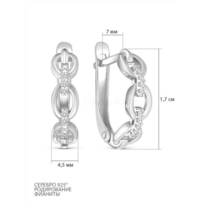 Серьги из серебра с фианитами родированные 925 пробы 11-0936р