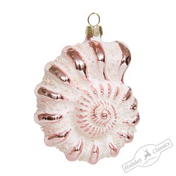 Ракушка Аммонит розовая античная (стекло) 7х5х9,5 см