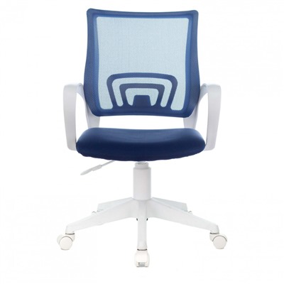Кресло BRABIX Fly MG-396W с подлокотниками пластик белый сетка темно-синее 532399 (1)