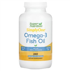 Super Nutrition, рыбий жир с омега-3, 650 мг, 240 капсул из рыбьего желатина (650 мг в 1 капсуле)
