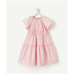 ROBE À VOLANTS FILLE ROSE AVEC RAYURES BLANCHES