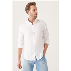 Белая рубашка Оксфорд, 100 % хлопок, воротник на пуговицах, стандартная посадка