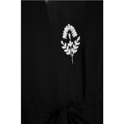 Черное тканое платье-миди с вышивкой TWOSS23EL01431