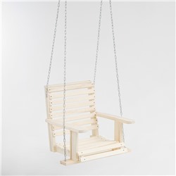 Кресло большое подвесное на цепи, деревянное, сиденье 50×65см