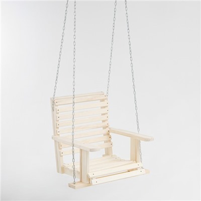 Кресло большое подвесное на цепи, деревянное, сиденье 50×65см