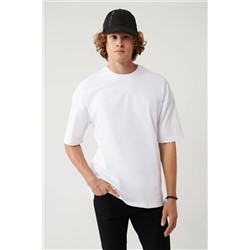 Белая футболка с круглым вырезом Oversize с принтом
