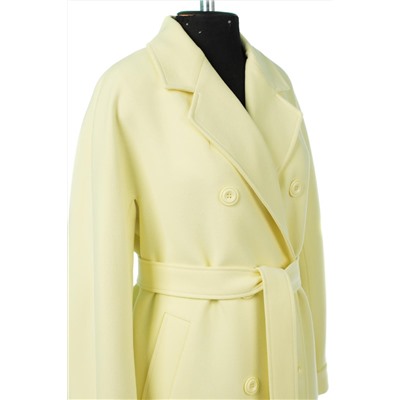 01-10953 Пальто женское демисезонное (пояс) Пальтовая ткань светло-желтый