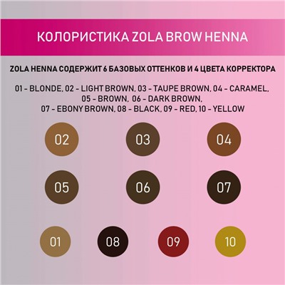 [Истекающий срок годности] Хна профессиональная для бровей Zola - 02 Light Brown, 5 гр