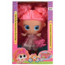 %Кукла "Маленькая девочка в платье" (15 см, сумка, светло-розовый)