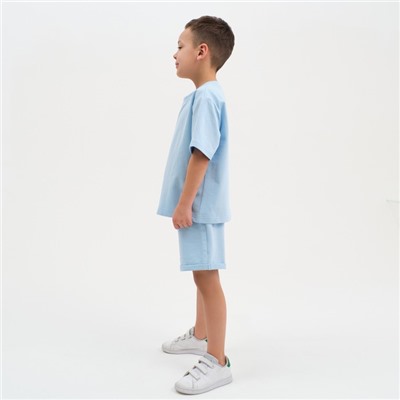 Комплект детский (футболка, шорты) KAFTAN "Basic line" размер 30 (98-104), цвет голубой