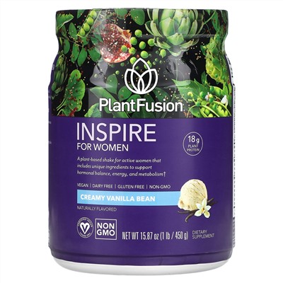 PlantFusion, Inspire for Women, сливочная ваниль, 450 г (1 фунт)