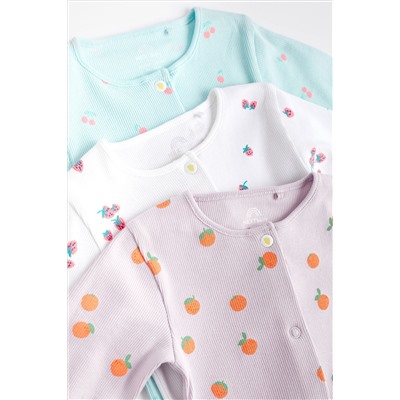 Multi Fruit Print Baby Footless Sleepsuits 3 Pack (0mths-3yrs)