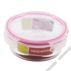 Appetite Контейнер 0,62л круг d15 h6см, пласт.розовая крышка, 4защелки, п/у