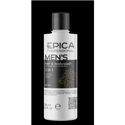 Men's 3 in 1 Универсальный мужской шампунь для волос и тела с кондиционирующим и охлаждающим эффектом с маслом апельсина, экстрактом бамбука, экстрактом хмеля и витамином PP, 250 мл.