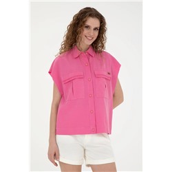 Женская розовая рубашка с коротким рукавом Неожиданная скидка в корзине