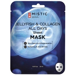 MISTIC JELLYFISH COLLAGEN ALL DAYS Sheet MASK Тканевая маска для лица с коллагеном медузы 24мл