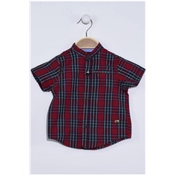 Рубашка с коротким рукавом в клетку бордово-красного цвета для мальчика 4201
