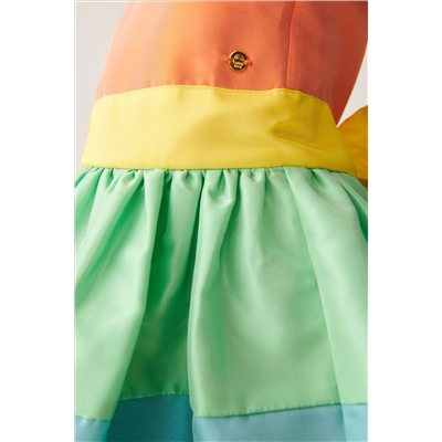 Little Bird by Jools Oliver Colourful Pastel Striped Occasion Dress with Bow