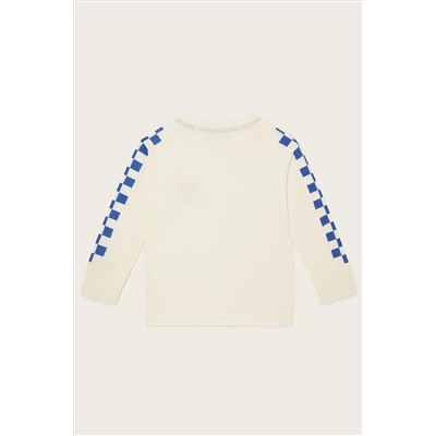 Monsoon Checkerboard Long Sleeve Skater White T-Shirt