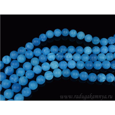 Бусины из кварца тонированного шарик 10мм, цв.голубой, 40см, 40 бусин.