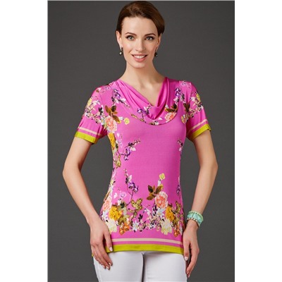Яркая блуза с цветочным принтом Лоза 46 размера
