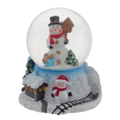 Фигурка декоративная в стеклянном шаре "Снеговик", D 4,5 см, L5,5 W5,5 H6 см, 2в.