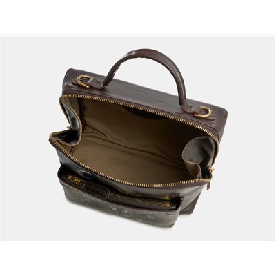 Коричневая кожаная сумка с росписью из натуральной кожи «W0038 Brown Мотылёк»