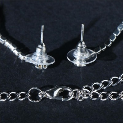 Набор 2 предмета: серьги, колье «Листопад» капли, одна нить, цвет белый в серебре, 35 см