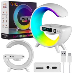 Портативная акустика с беспроводной зарядкой RGB G63 (белая)